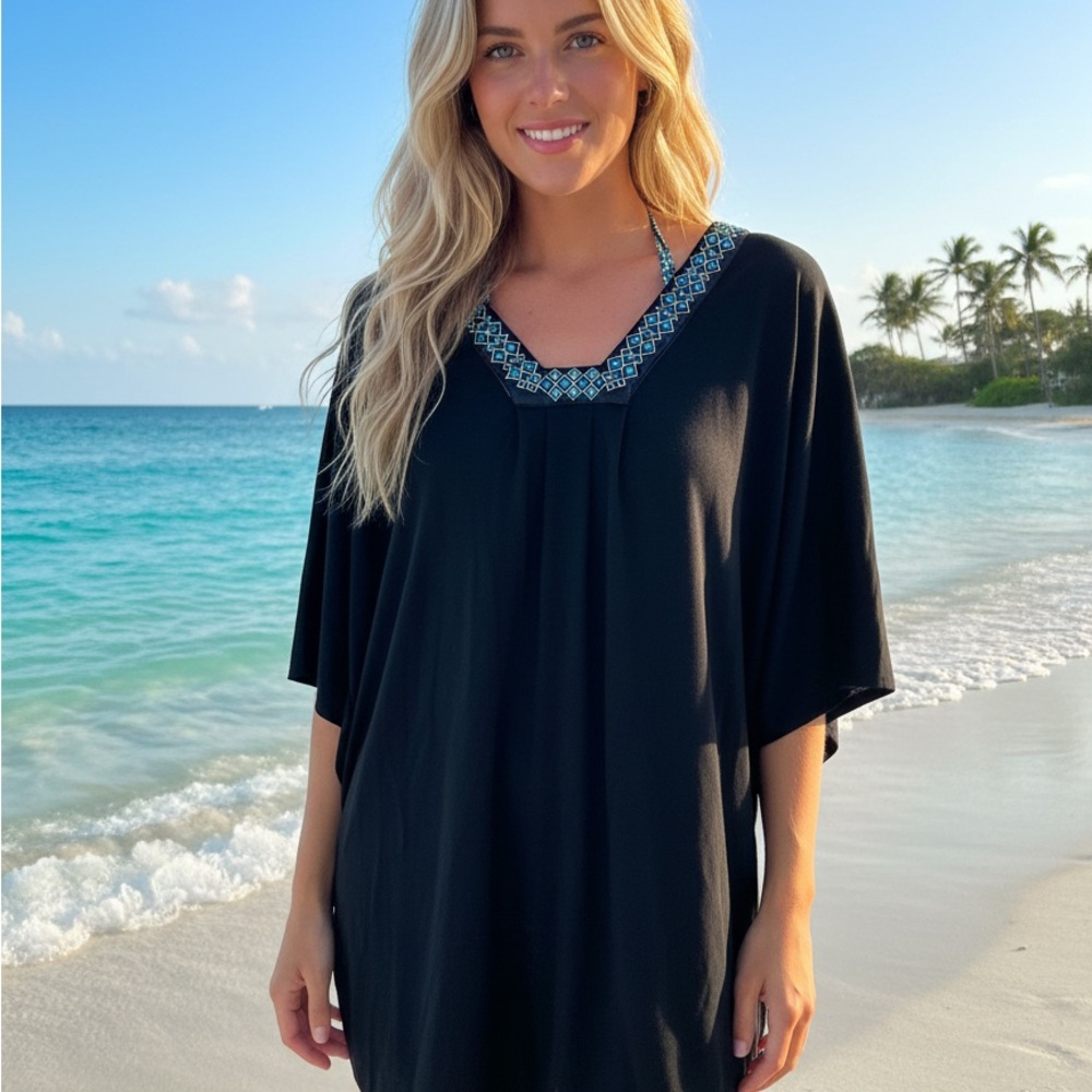 Dotti Black and Blue Swim Cover-Up